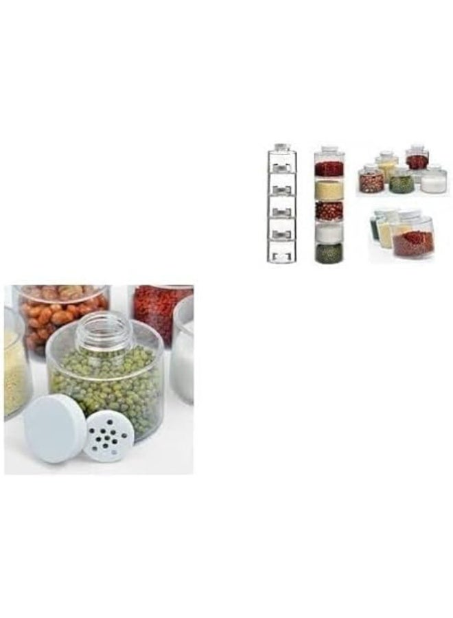 طقم توابل من الاكليريك الشفاف البيورالمكون من ٦ قطع عملية أنيقة يمنح مطبخك لمسة من الشياكة سهل الاستخدام يحافظ على نكهة التوابل ويعرضها بشكل عصري جذاب (Elc) - Image 5